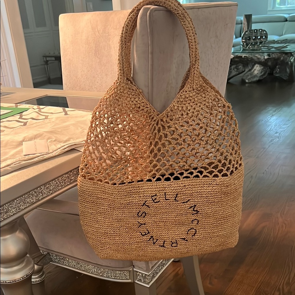 Stella McCartney Raffia Tan Woven Tote Bag